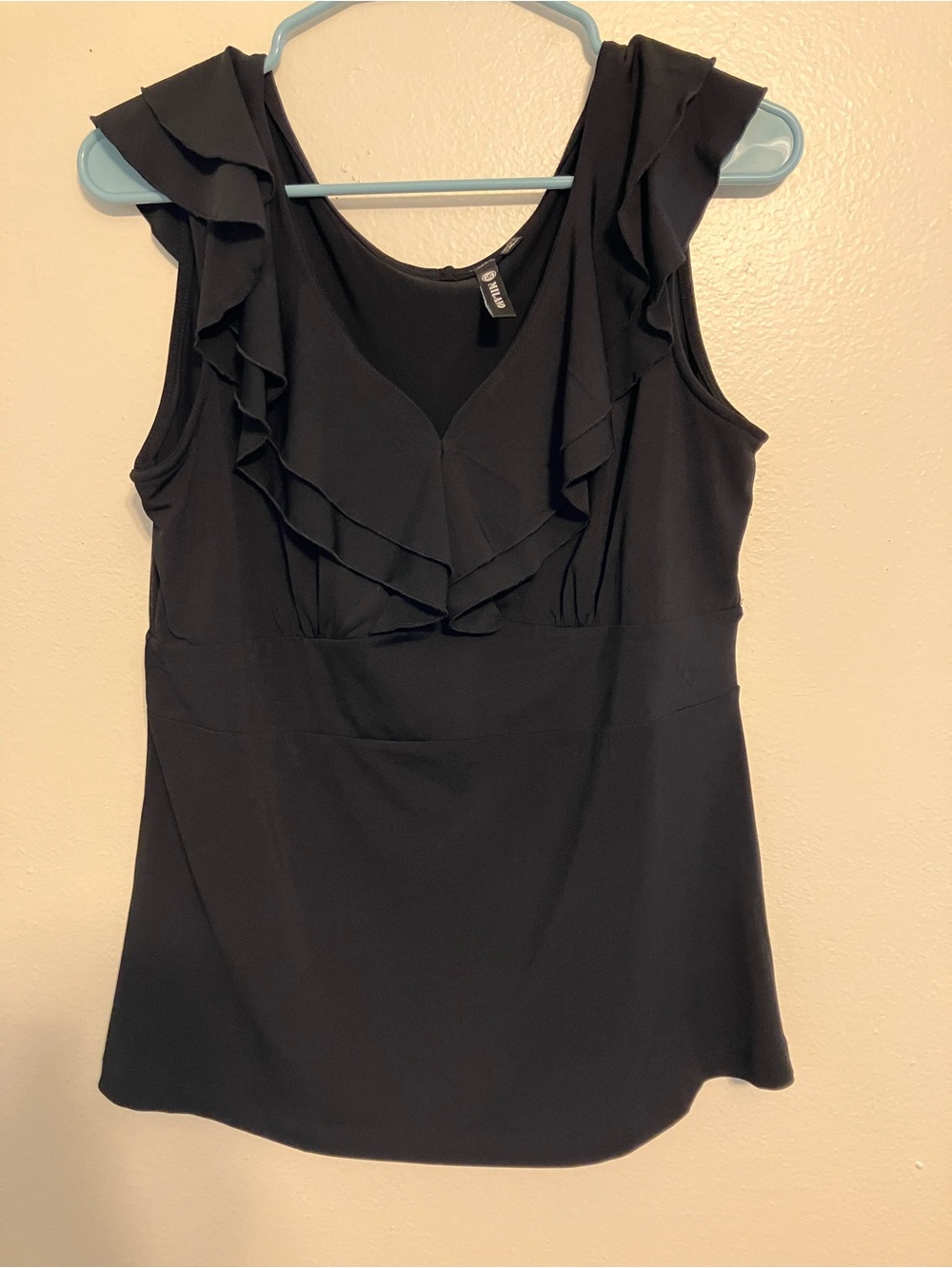 Milano Black Ruffle V-Neck Sleeveless Camisole
